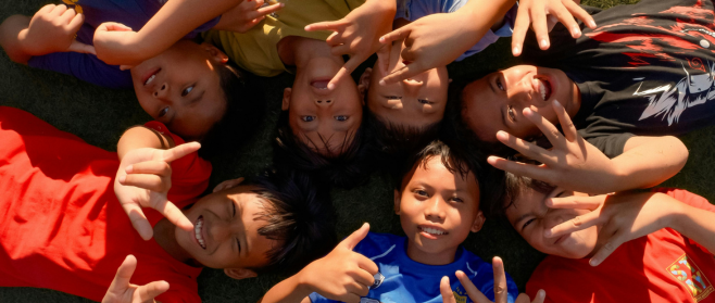 Children celebrating together in community